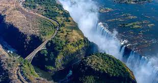Majestic view of Victoria Falls on the Zambezi River between Zambia and Zimbabwe